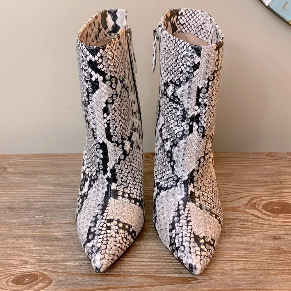 JLO Jennifer Lopez Frankalina bootie - faux snakeskin & rhinestones